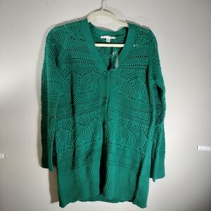 Liz Claiborne Pointelle Open Stitch Cardigan Sweater
